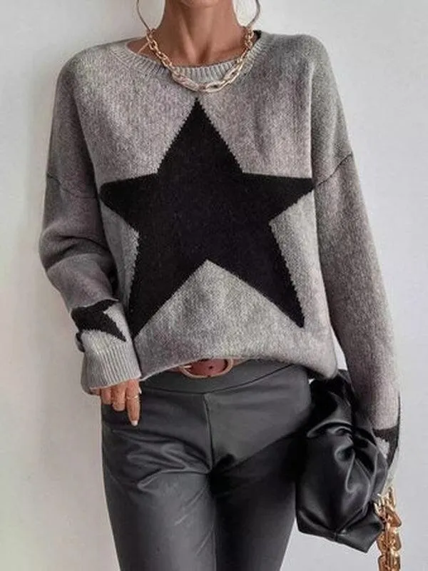 Large Single Star Gray Long Sleeve Sweater sold by Viva Estel product image thumbnail 4