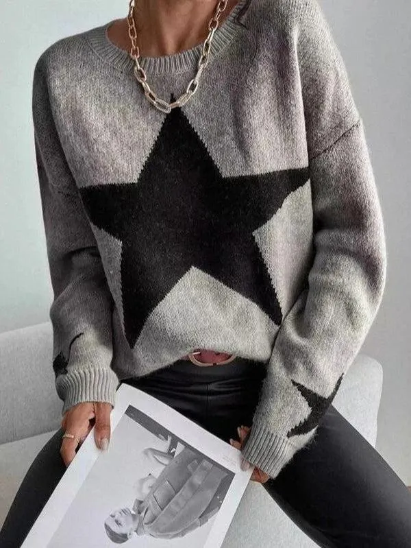 Large Single Star Gray Long Sleeve Sweater sold by Viva Estel product image thumbnail 2