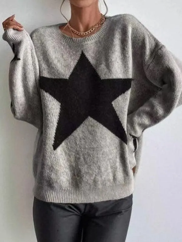 Large Single Star Gray Long Sleeve Sweater sold by Viva Estel product image thumbnail 3