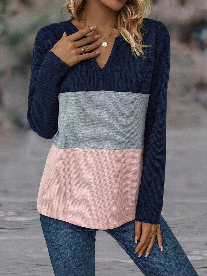 Navy Color Block V-Neck Top sold by Viva Estel product image thumbnail 5