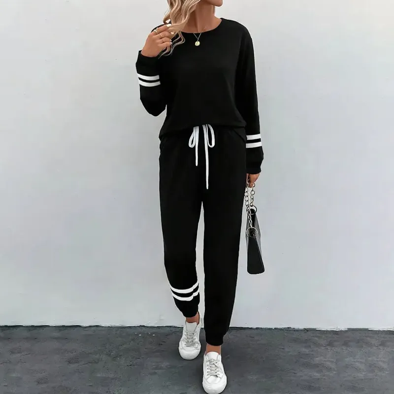 Classy Striped Print Round Neck Two Piece Set sold by Viva Estel