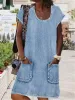 Blue Plain Short Sleeve Mini Dress sold by Viva Estel