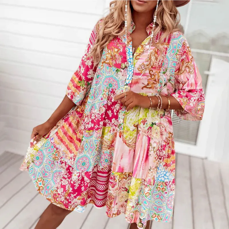 Sweet Pink 3/4 Sleeve Mini Dress sold by Viva Estel