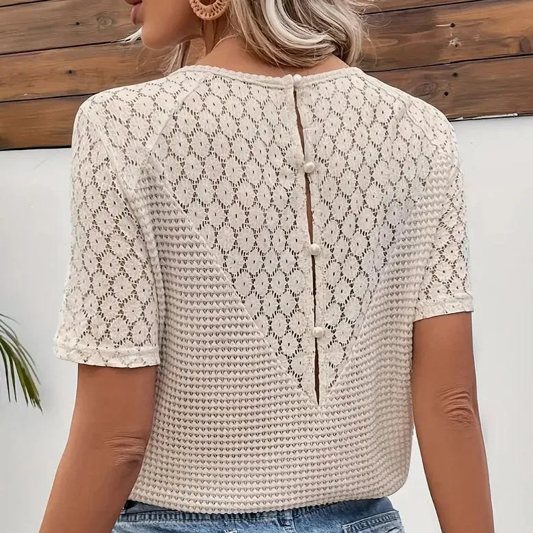 Khaki Plain Short Sleeve Top sold by Viva Estel