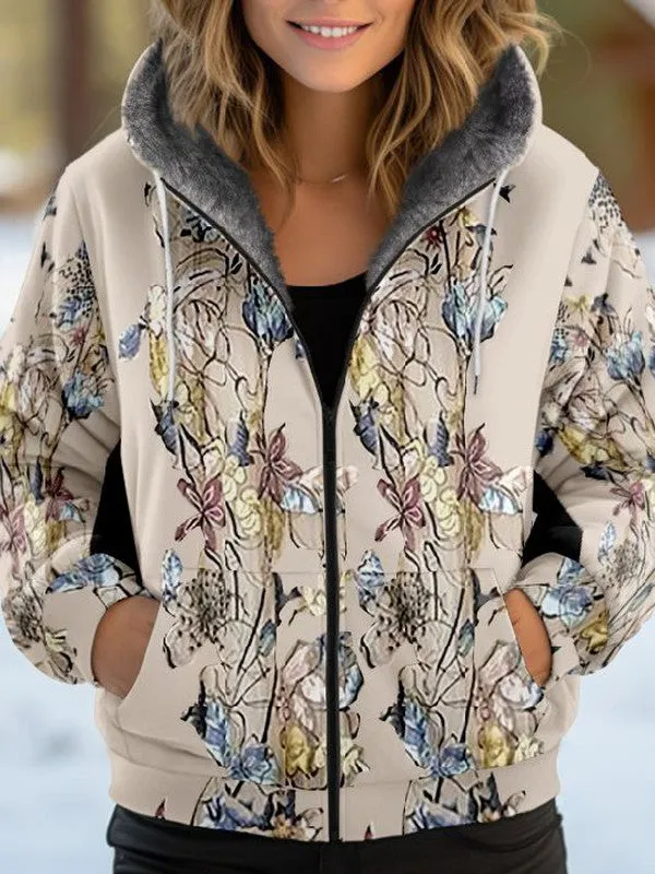 Stylish Plant Print Hoodie Long Sleeve Outerwear sold by Viva Estel product image thumbnail 2