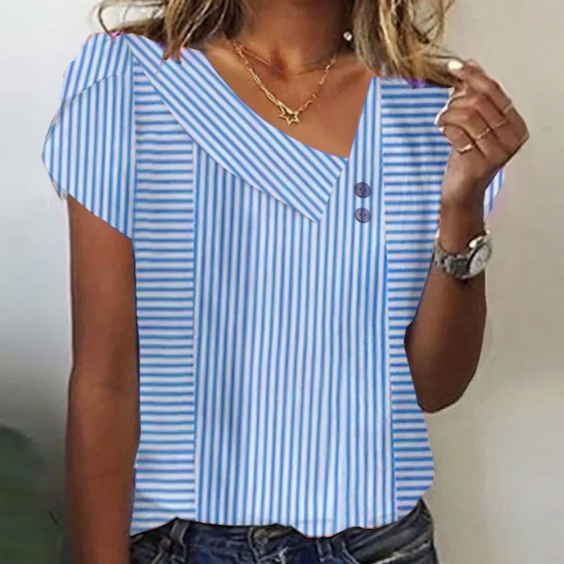 Chic Striped Short Sleeve Top sold by Viva Estel