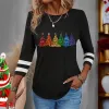 Showy Print 3/4 Sleeve Round Neck Black Top sold by Viva Estel