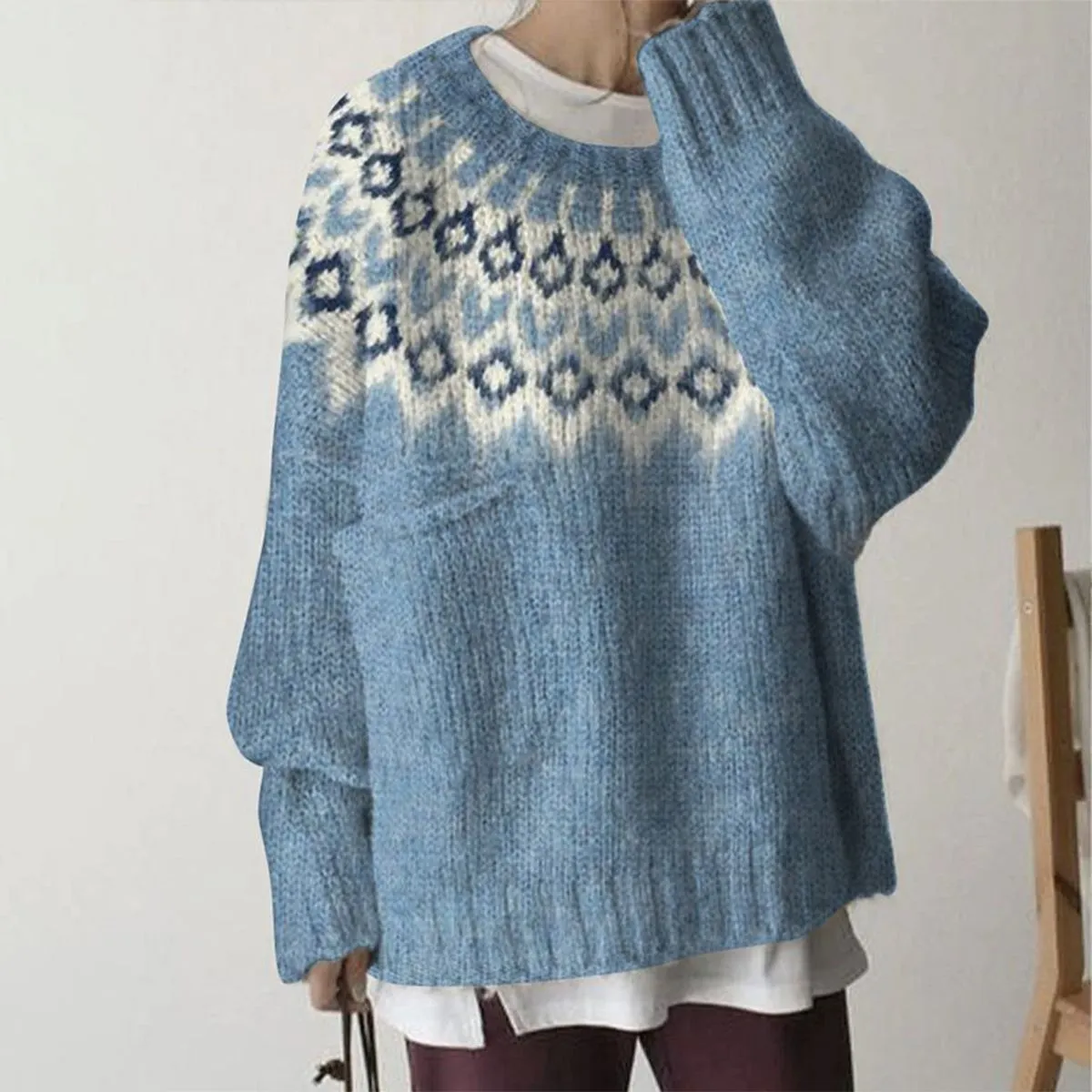 Fresh Blue Round Neck Sweater sold by Viva Estel