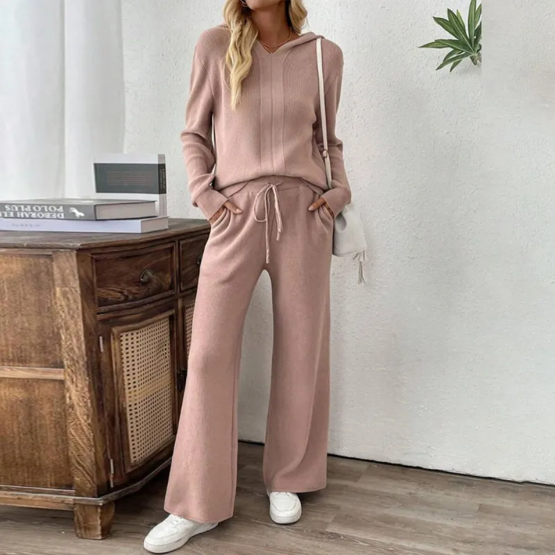 Pink Plain Hoodie Two Piece Set sold by Viva Estel