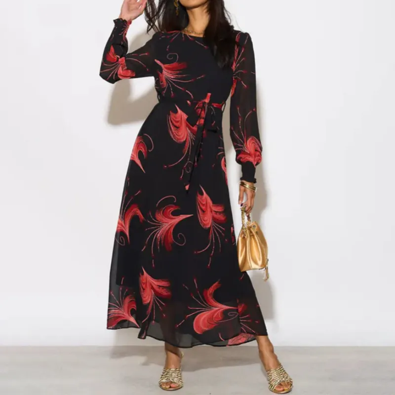 Elegant Round Neck Long Sleeve Maxi Dress sold by Viva Estel