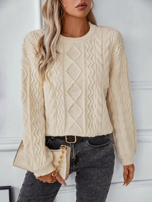Apricot Plain Long Sleeve Sweater sold by Viva Estel