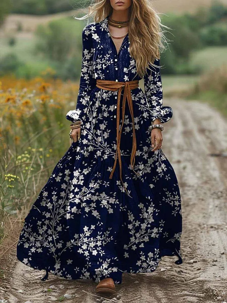 Trendy Plant Print V-Neck Maxi Dress sold by Viva Estel product image thumbnail 2