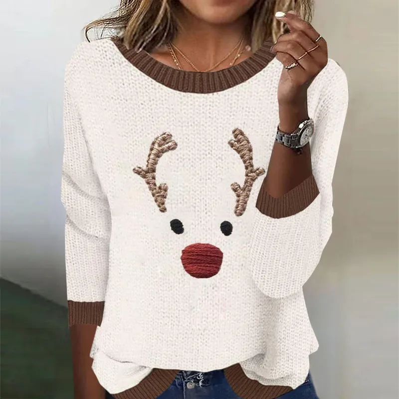 Cute Animal Print Round Neck Sweater sold by Viva Estel