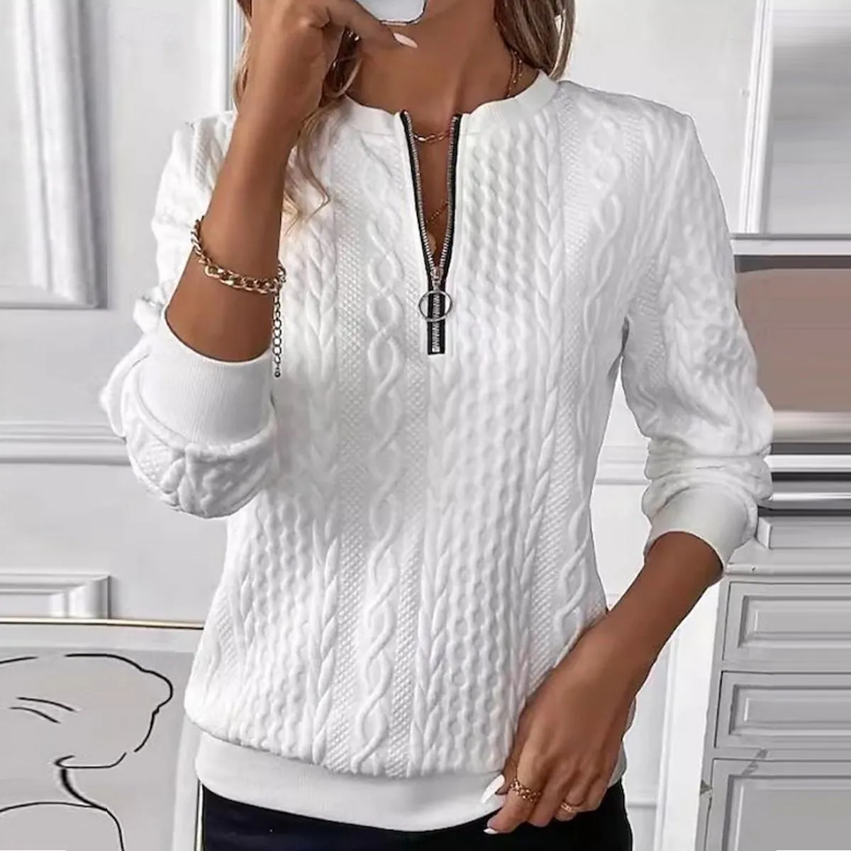 White Long Sleeve Plain Top sold by Viva Estel