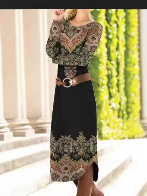 Special Round Neck Black Midi Dress sold by Viva Estel