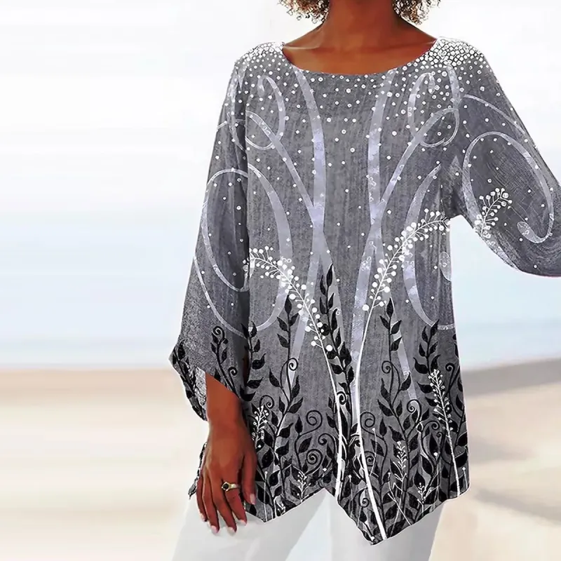 Grey Scoop Neck Long Sleeve Top sold by Viva Estel