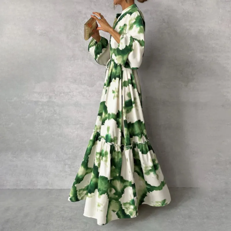 Green Long Sleeve V-Neck Maxi Dress sold by Viva Estel