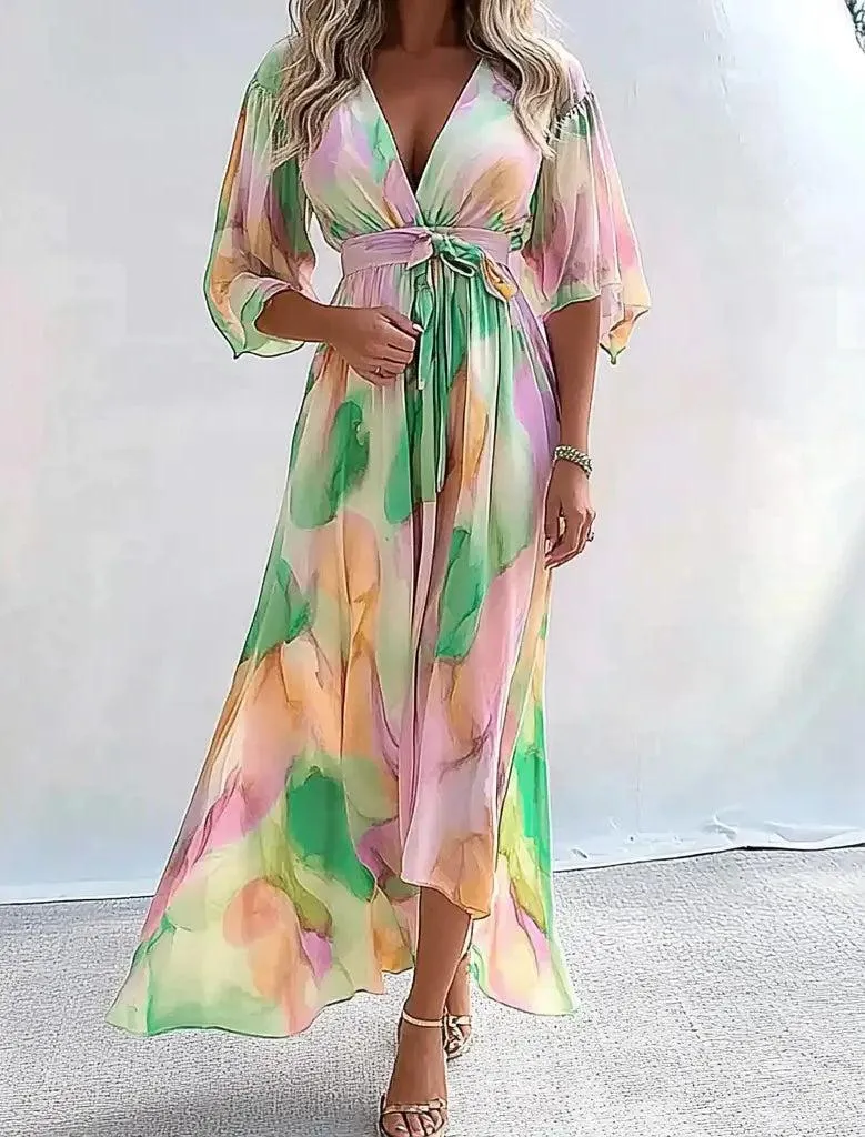 Unique V-Neck Printed Maxi Dress sold by Viva Estel product image thumbnail 2