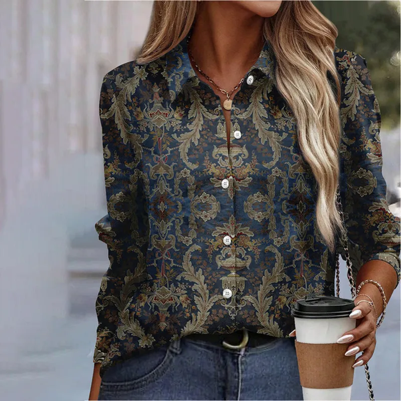 Navy Collared Long Sleeve Shirt sold by Viva Estel