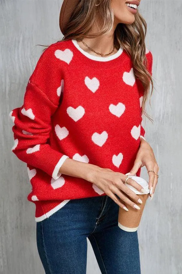 Elegant Red Round Neck Long Sleeve Sweater sold by Viva Estel product image thumbnail 2