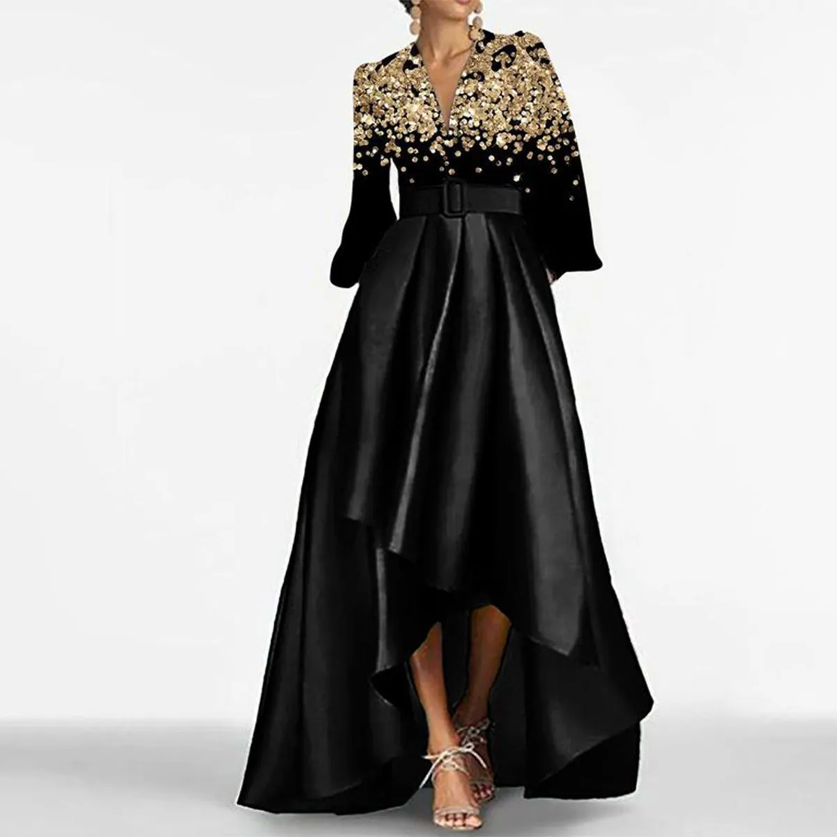 Gorgeous V-Neck Long Sleeve Maxi Dress sold by Viva Estel