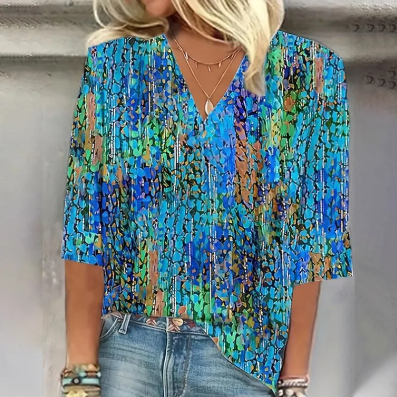 Unique Printed 3/4 Sleeve Top sold by Viva Estel