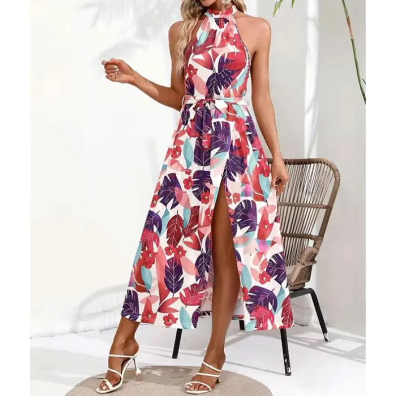 Floral Halterneck Slit Maxi Dress sold by Viva Estel