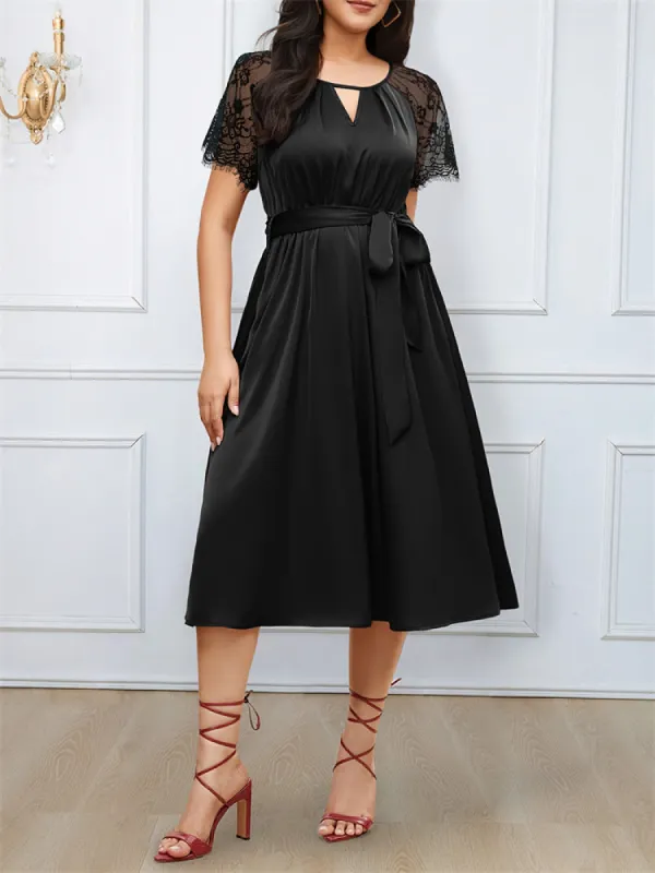 Patchwork Lace Sheer Evening Gown sold by Viva Estel