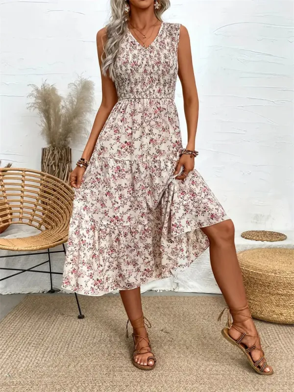 Floral Sleeveless Maxi Dress - Apricot sold by Viva Estel