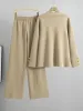 Knitted Cardigan Sweater Two Piece Set - Khaki sold by Viva Estel