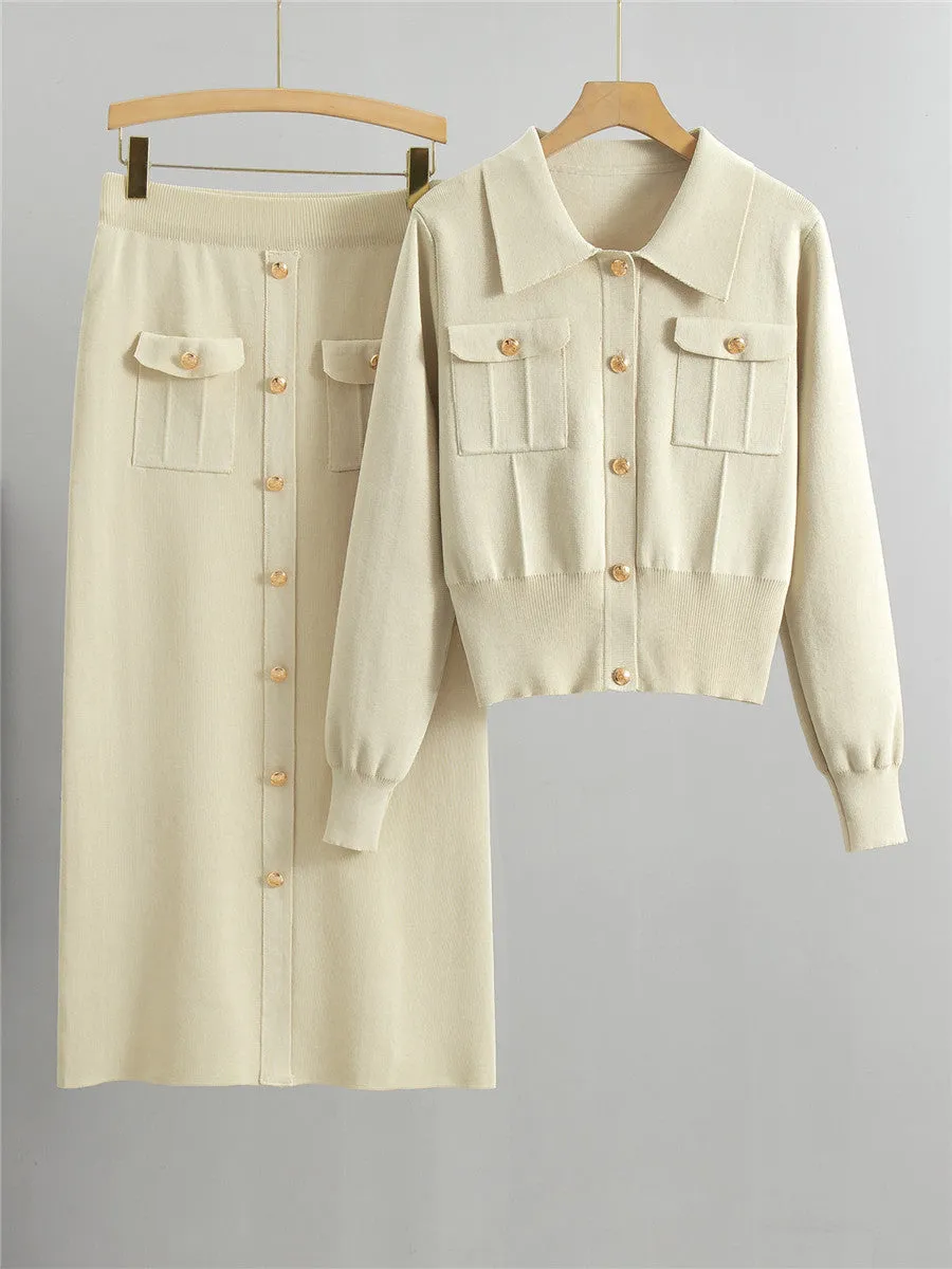 Knitted Slim-Fit Two Piece Set - Apricot sold by Viva Estel product image thumbnail 2