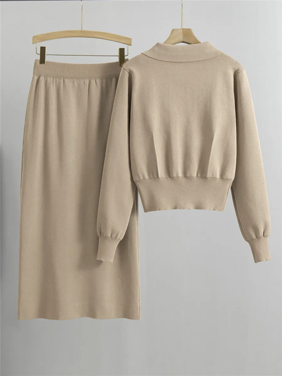 Knitted Slim-Fit Two Piece Set - Khaki sold by Viva Estel product image thumbnail 4