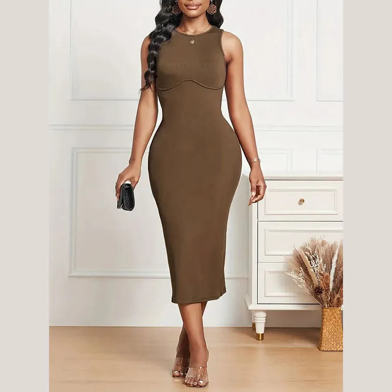 Backless Knitted Dress - Dark Brown sold by Viva Estel