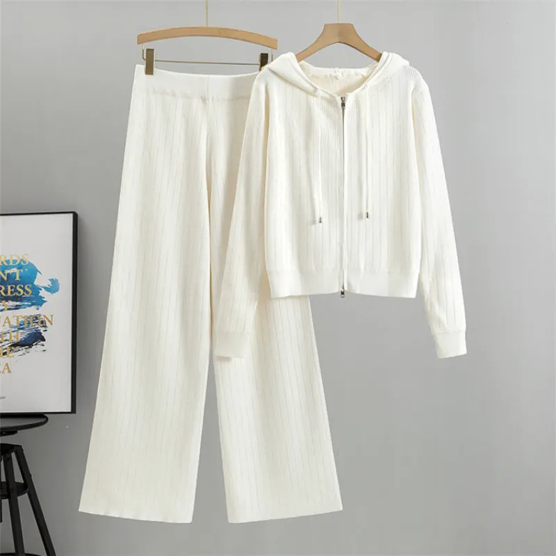 White - Loose Rhinestone Cardigan Two Piece Set sold by Viva Estel
