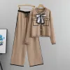 Khaki - Elegant Knitted Cardigan Two Piece Set sold by Viva Estel
