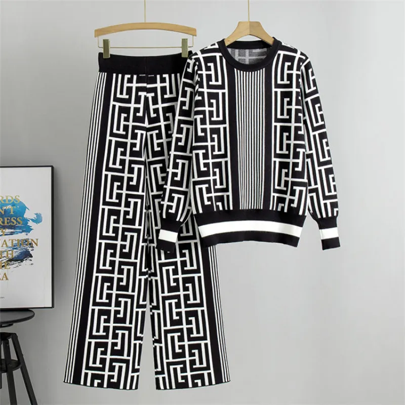 Black - Casual Knitted Loose Two Piece Set sold by Viva Estel