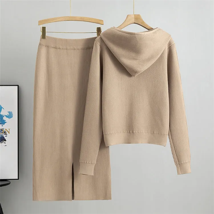 Khaki - Knitted Cardigan & Sweater Two Piece Set sold by Viva Estel product image thumbnail 2