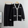 Black - Loose Sweater & Midi Skirt Two Piece Set sold by Viva Estel