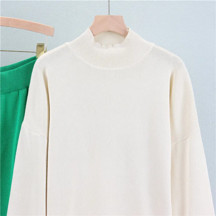 Green - Striped Half-Turtleneck Sweater Two Piece Set sold by Viva Estel product image thumbnail 4