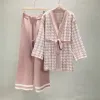 Pink - Mid-Length Knitted Cardigan Two Piece Set sold by Viva Estel