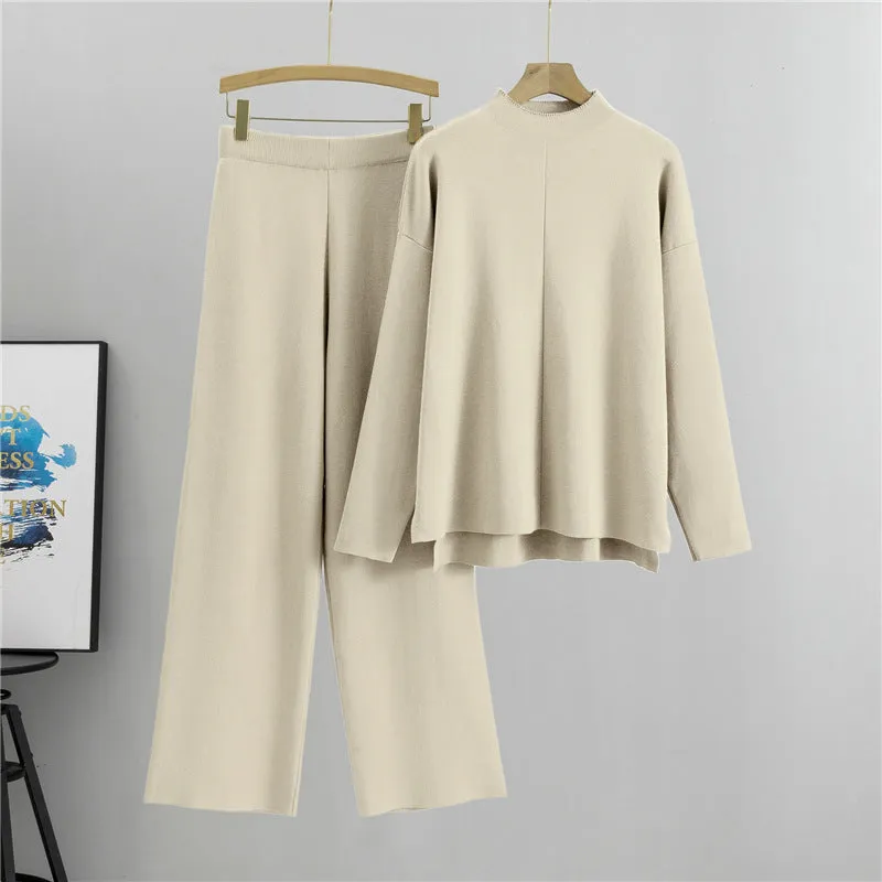 Apricot - Asymmetrical Knit Top Two Piece Set sold by Viva Estel
