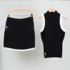 Black - Elegant Knit Tank Top Sports Two Piece Set sold by Viva Estel