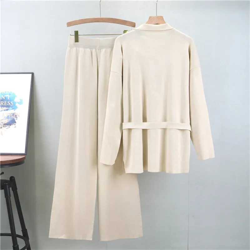 Apricot - Loose Mid-Length Lapel Two Piece Set sold by Viva Estel