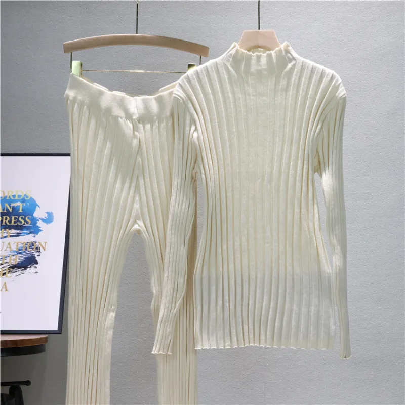 Apricot - Slim Fit Knitted Sweater & Pants Set sold by Viva Estel