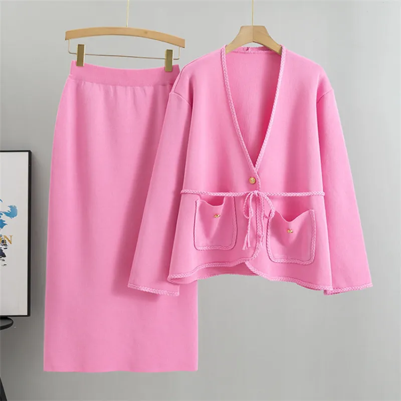 Pink - Loose Casual Two Piece Skirt Set sold by Viva Estel