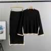 Black - Contrast Round-Neck Elegant Two Piece Set sold by Viva Estel