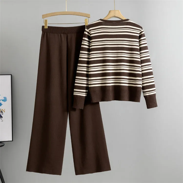 Coffee - Casual Wide-Leg Knitted Two Piece Set sold by Viva Estel product image thumbnail 2
