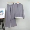 Gray - Fashionable Loose Tweed-Style Two Piece Set sold by Viva Estel