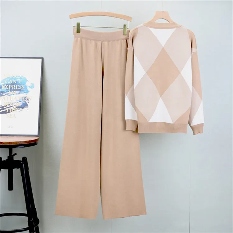 Khaki - Knitted Cardigan Fashion Two Piece Set sold by Viva Estel product image thumbnail 2