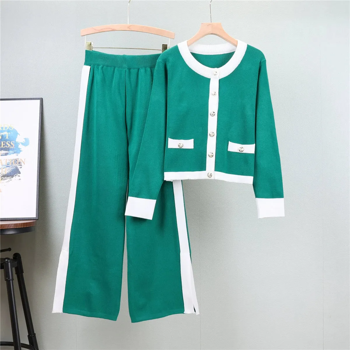 Green – Elegant Slimming Two Piece Set sold by Viva Estel